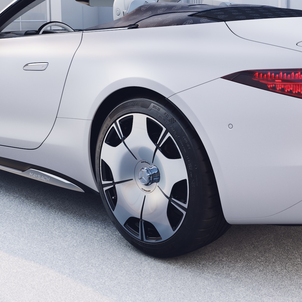 Seitenansicht des linken Hinterrads im 5-Loch-Design.