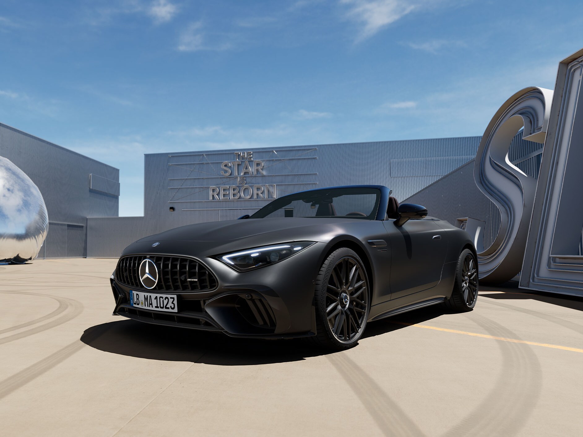 Eine seitliche Frontansicht des Mercedes-AMG SL 63 S E PERFORMANCE.