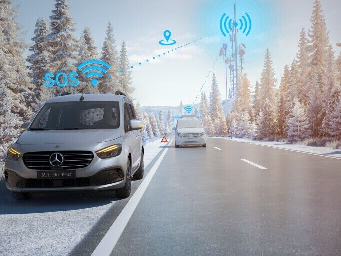 Das Mercedes-Benz Notrufsystem der T-Klasse.