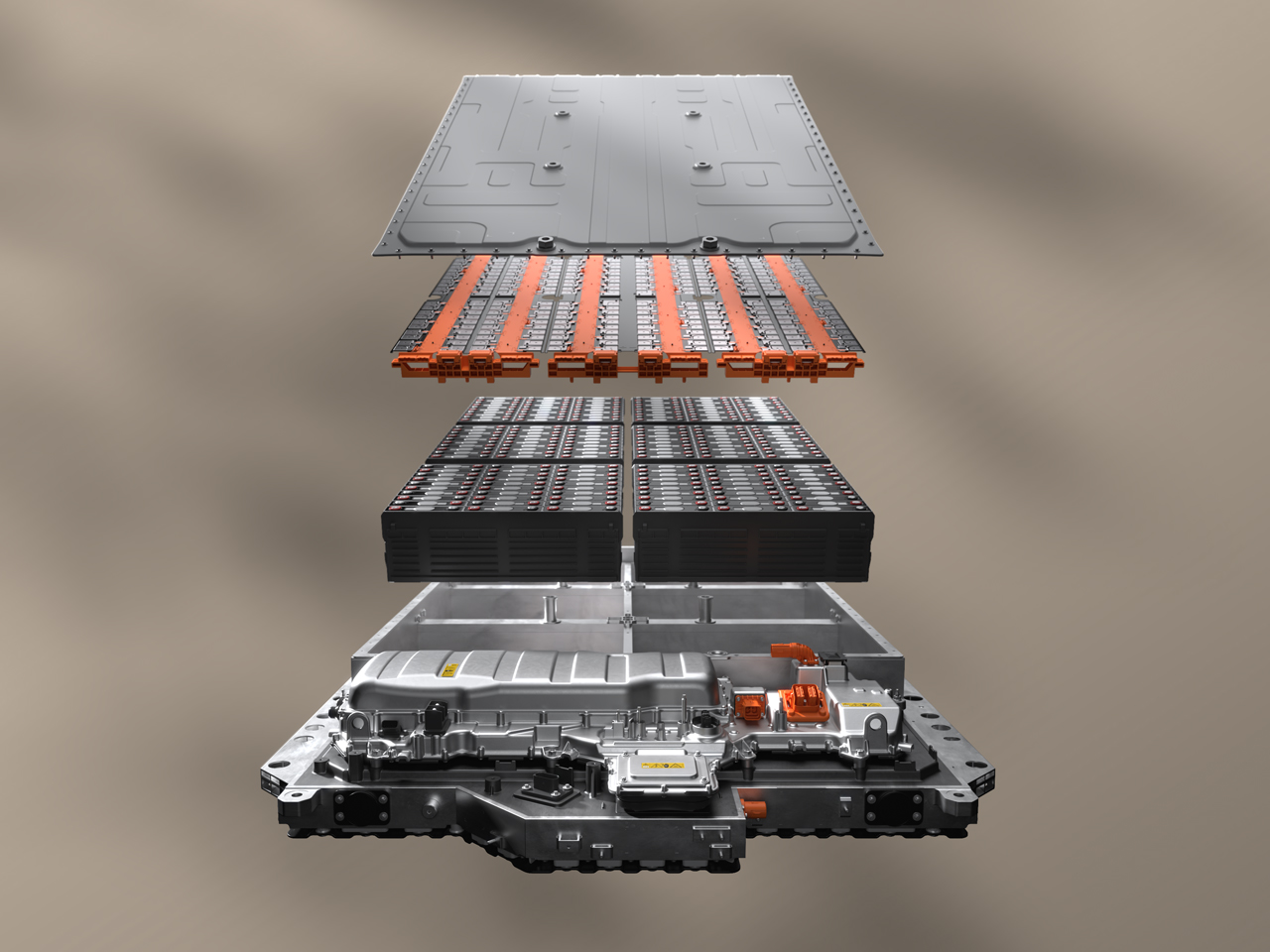 VLE | Mercedes-Benz Grafik der verschiedenen Schichten der Batteie, die in einem VLE eingebaut ist und eine Reichweite von 700 km hat.