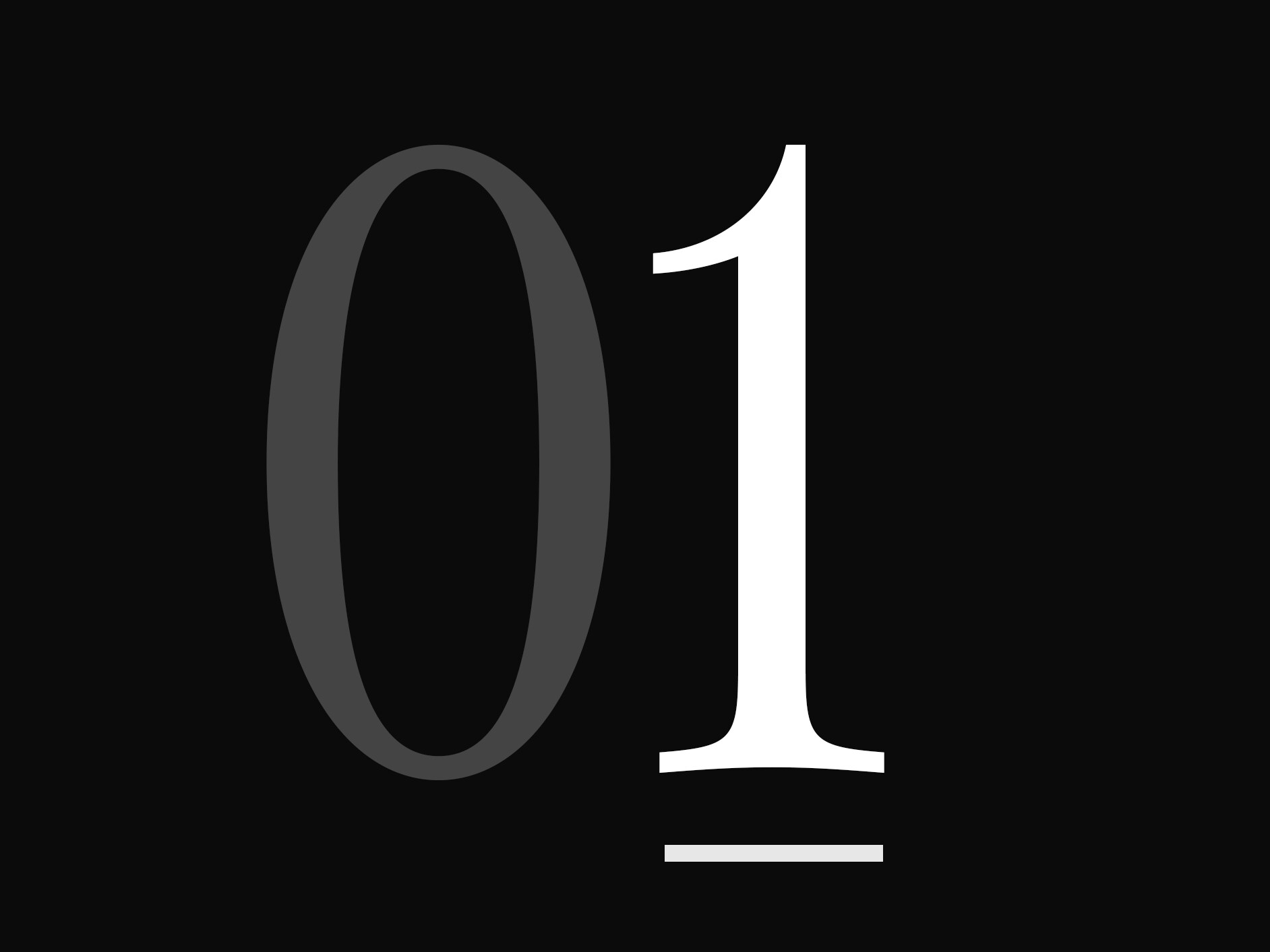 Eine große Zahl „01“.
