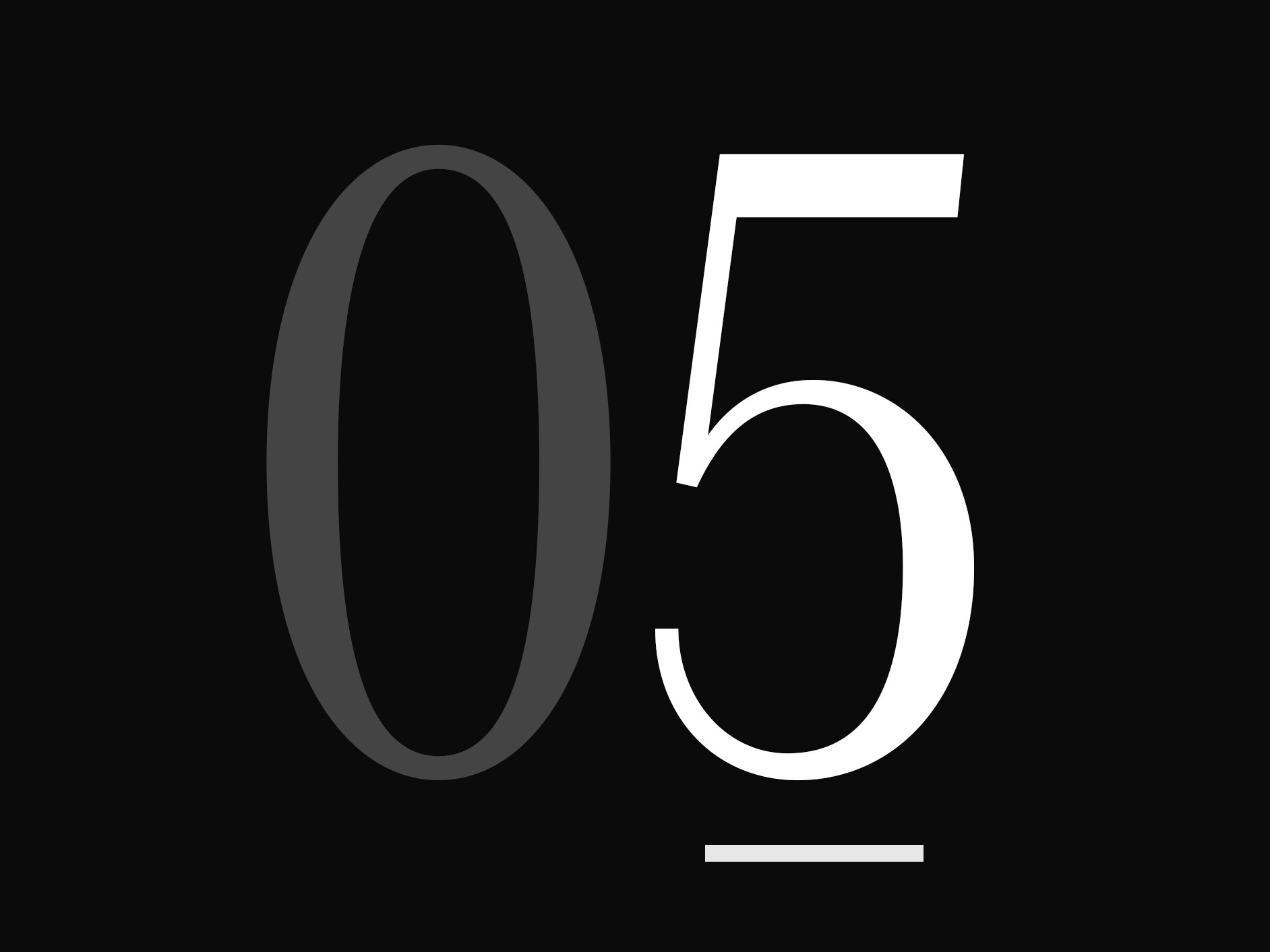 Eine große Zahl "05".
