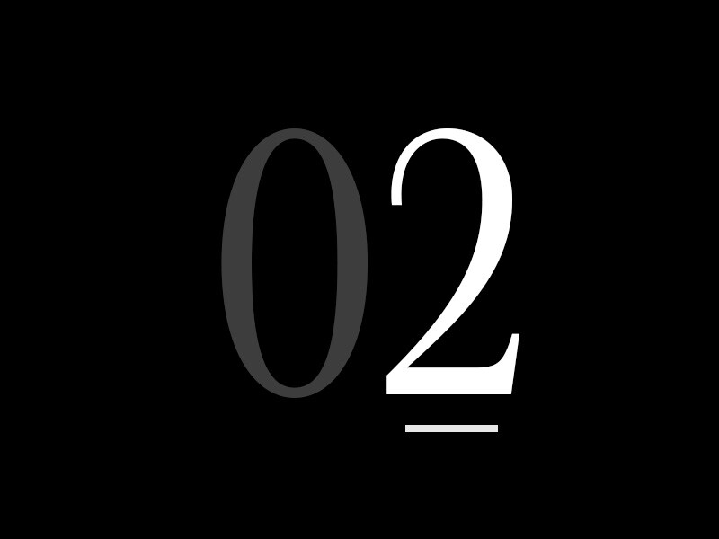 Eine große Zahl "02".