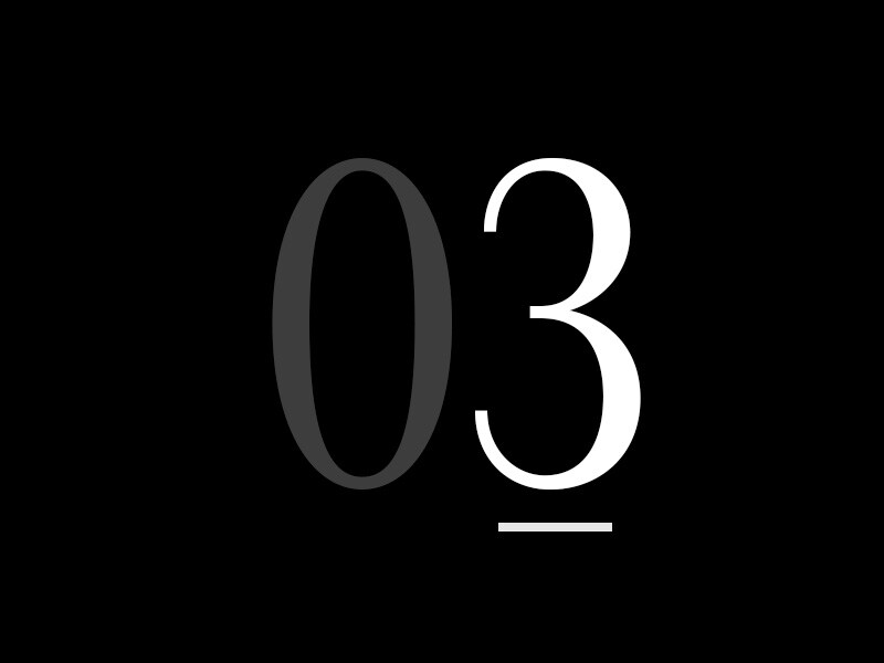 Eine große Zahl "03".