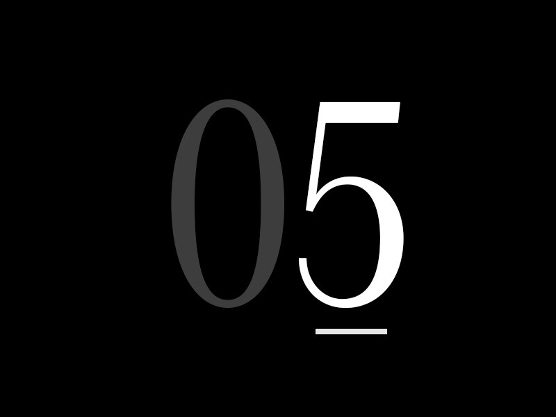 Eine große Zahl "05".