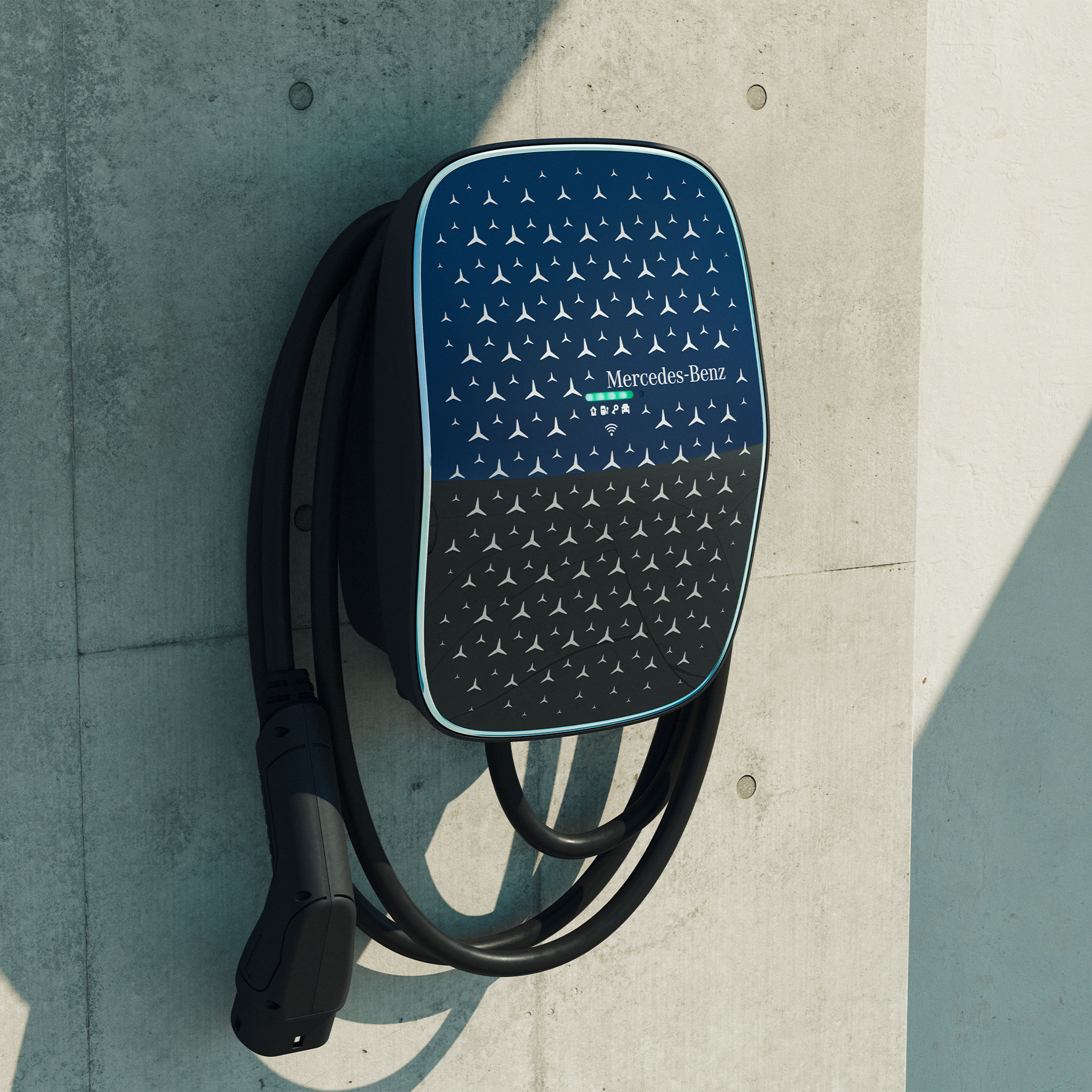 Kauf einer Wallbox | Zu Hause Laden | Mercedes-Benz. Die Mercedes-Benz Wallbox, inspiriert von den Mercedes-Benz Designprinzipien.