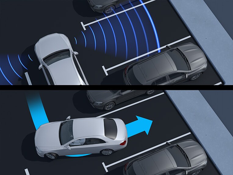 Die Funktionsweise des Aktiven Park-Assistenten mit PARKTRONIC von Mercedes-Benz.