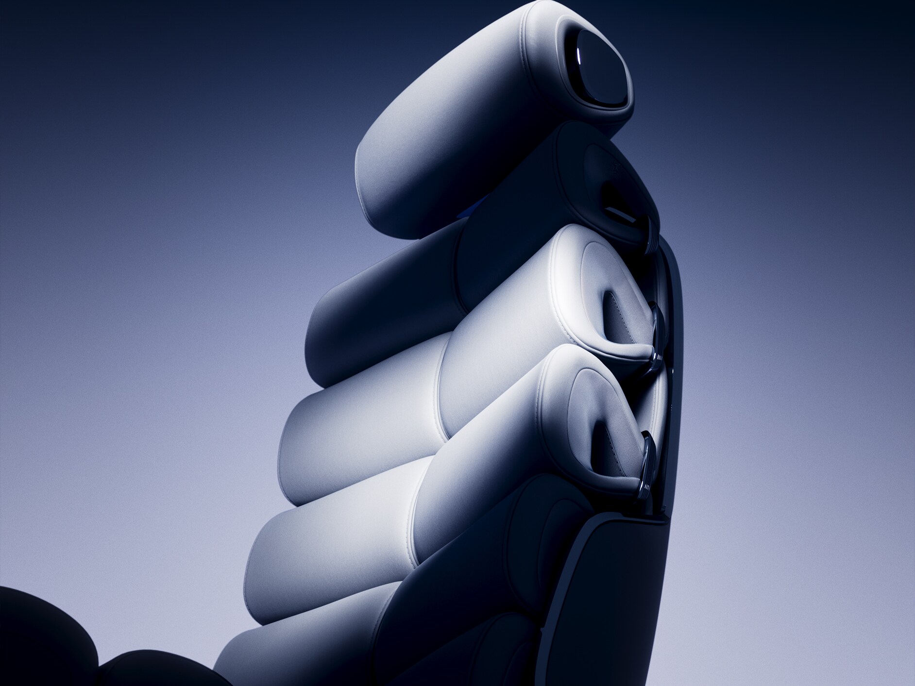 Die beiden luxuriösen Sitze im Fondraum des Vision V in einer Liegeposition.