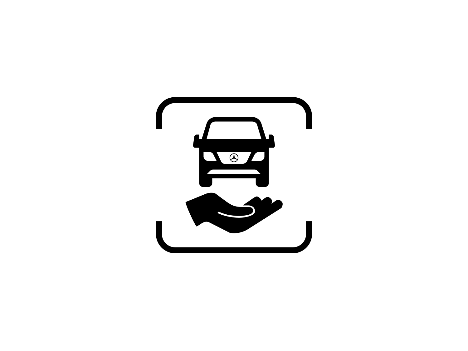 Symbol eines Autos mit einer Hand, die eine 12-monatige Mobilitätsgarantie symbolisiert