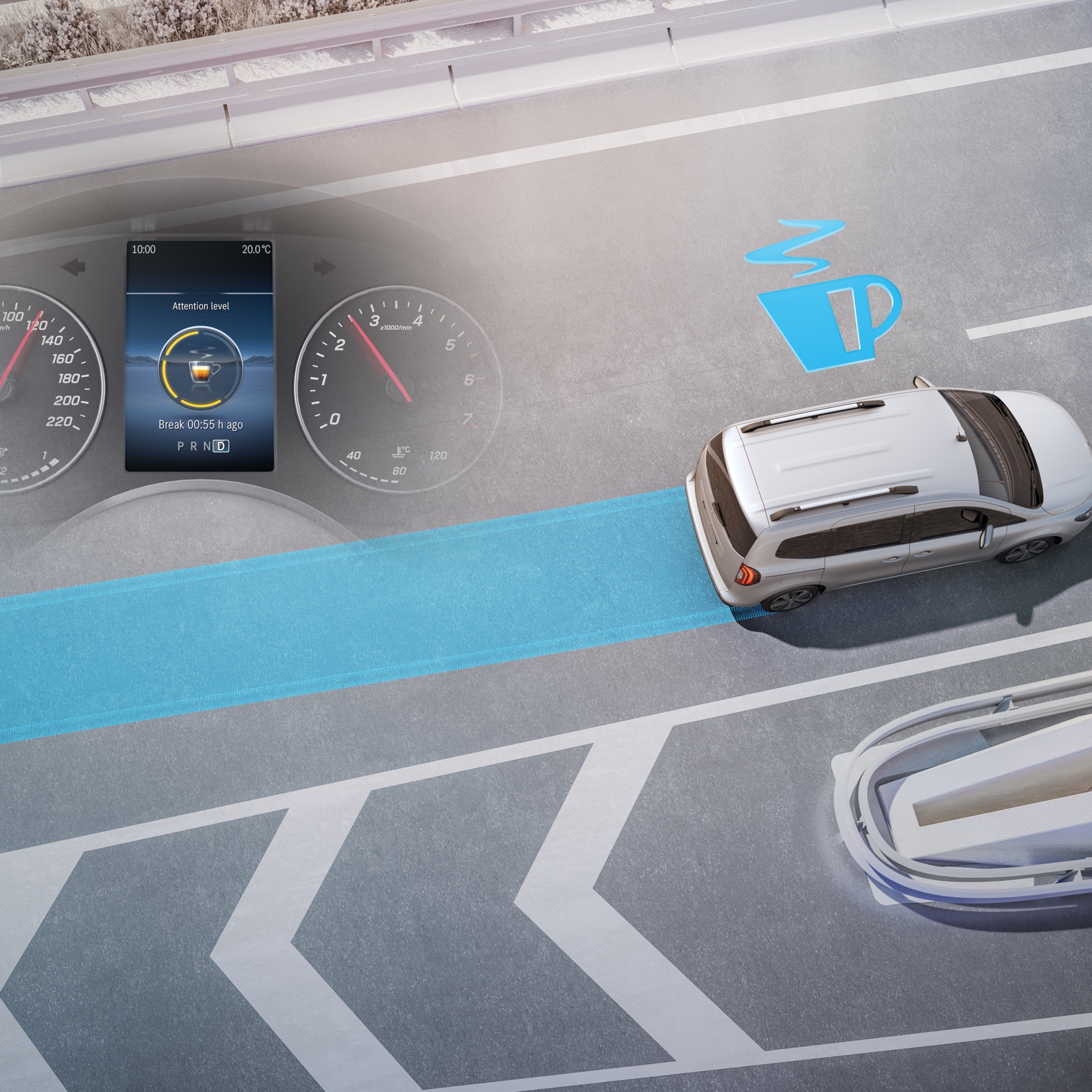 ATTENTION ASSIST | Citan Kastenwagen | Mercedes-Benz Der Aufmerksamkeits-Assistent ATTENTION ASSIST des Mercedes-Benz Citan Kastenwagens.