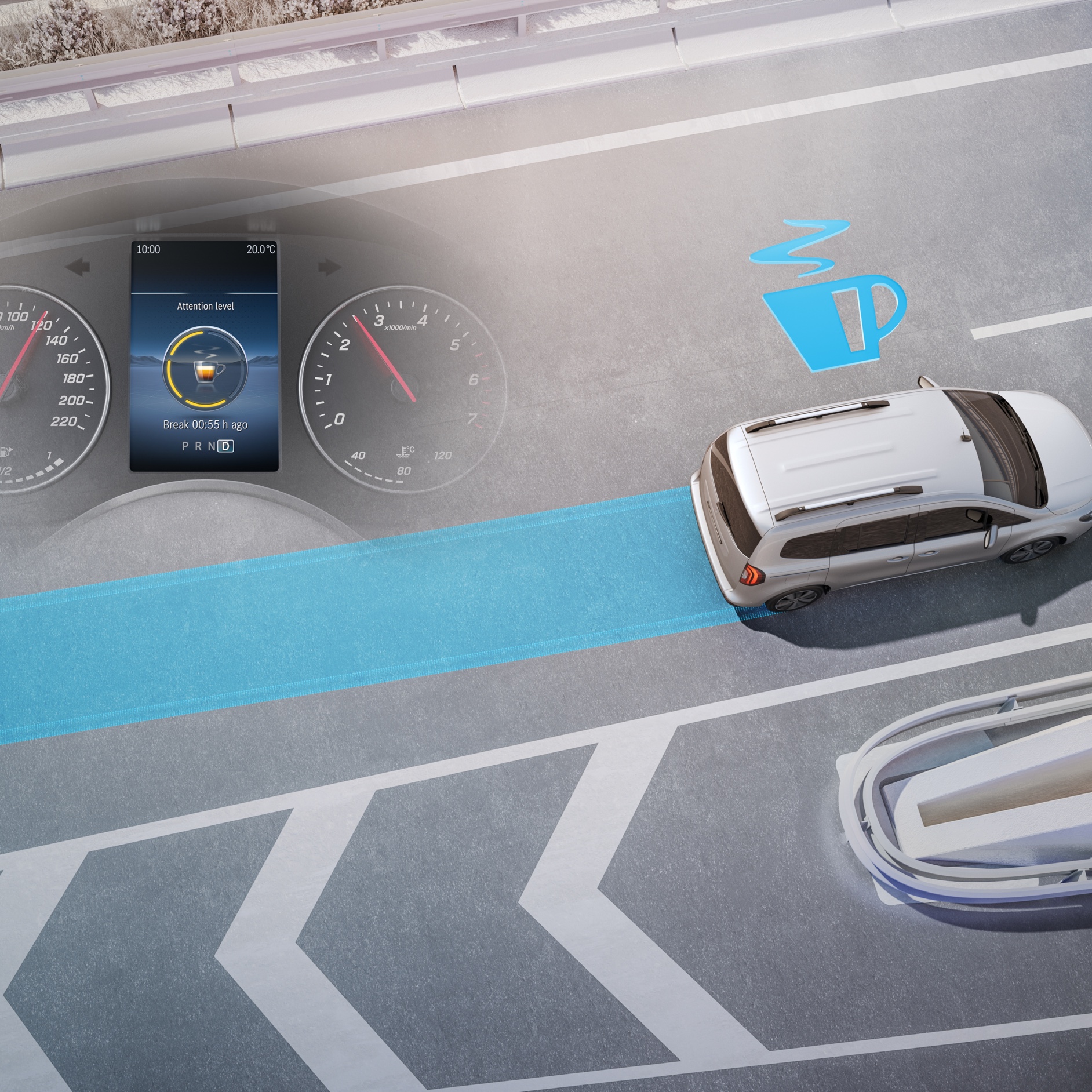 ATTENTION ASSIST | Citan Tourer | Mercedes-Benz Der Aufmerksamkeits-Assistent ATTENTION ASSIST des Mercedes-Benz Citan Tourer.