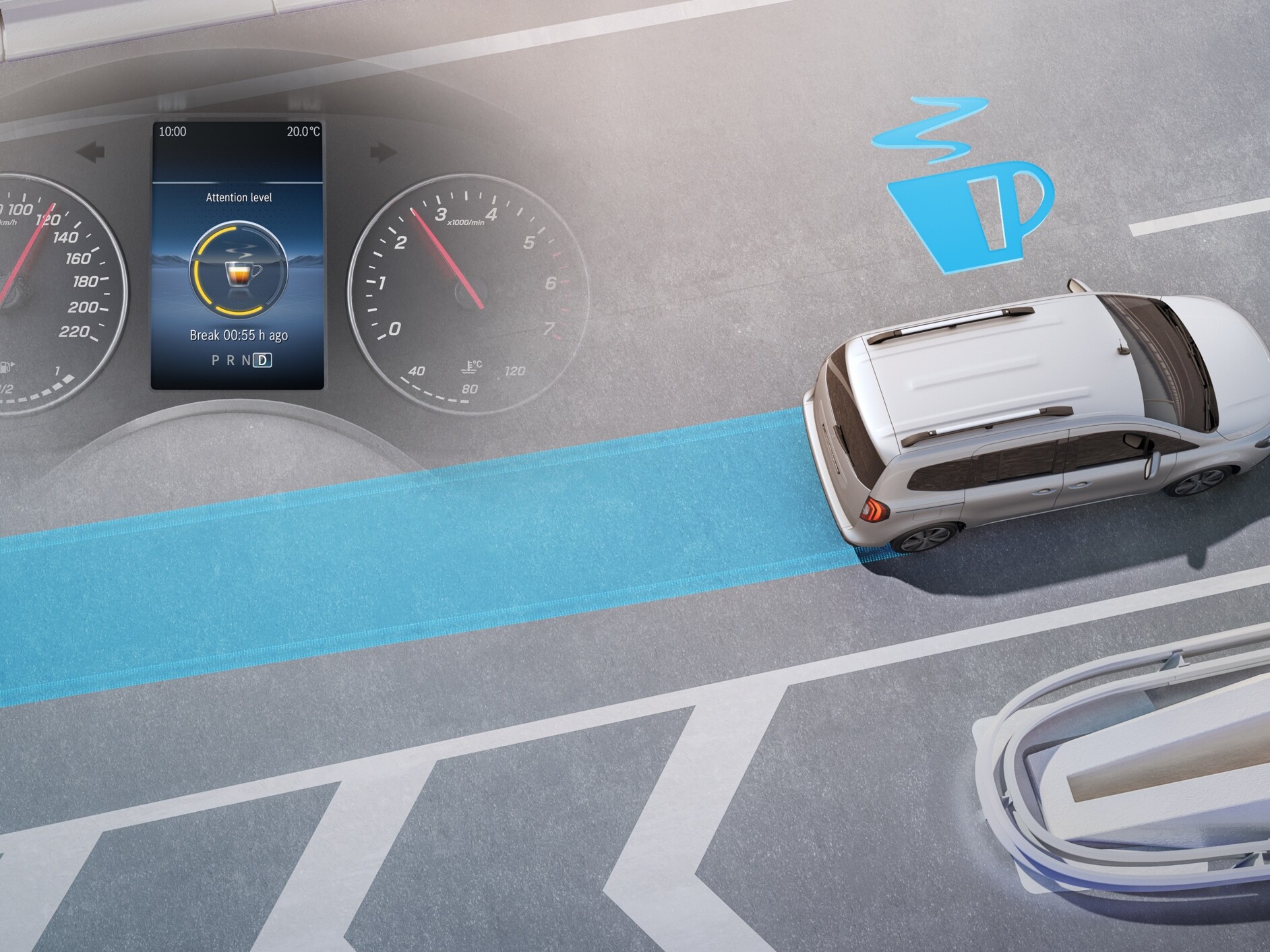 Der Aufmerksamkeits-Assistent ATTENTION ASSIST des Mercedes-Benz Citan Tourer.