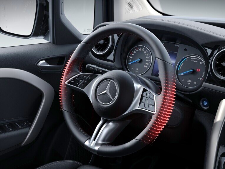 Das beheizte Multifunktionslenkrad des Mercedes-Benz eCitan Kastenwagen.