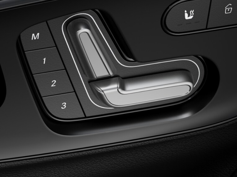 Die Kontrollhebel für die elektrisch verstellbaren Fahrer- und Beifahrersitze im Mercedes-Benz eSprinter Fahrgestell.