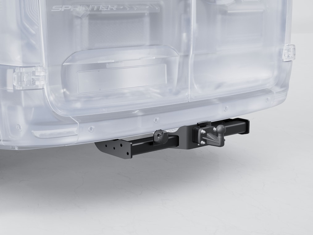 Grafische Darstellung der Anhängerkupplung eines eSprinter Kastenwagens von Mercedes-Benz.