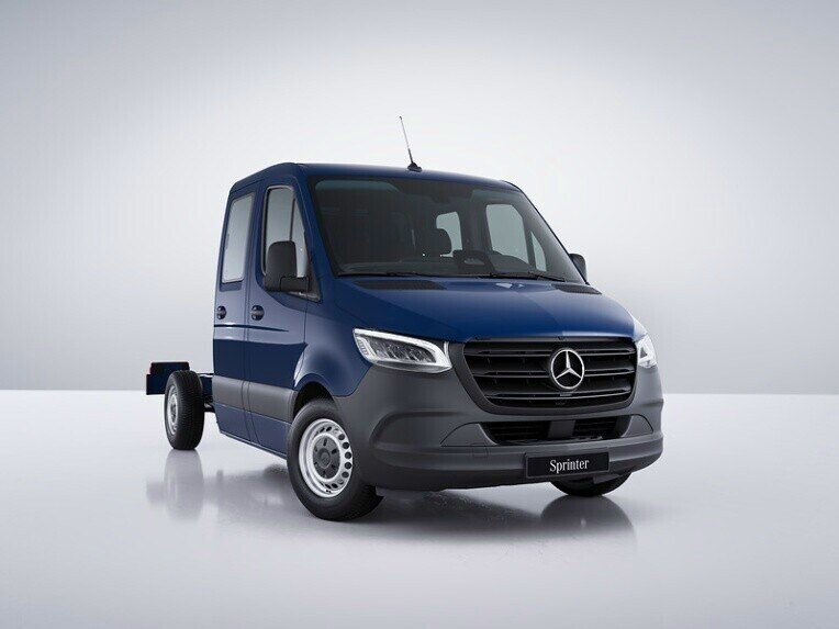 Das Mercedes-Benz Sprinter Fahrgestell mit Fahrwerk für Komfort und Ladegutschonung.