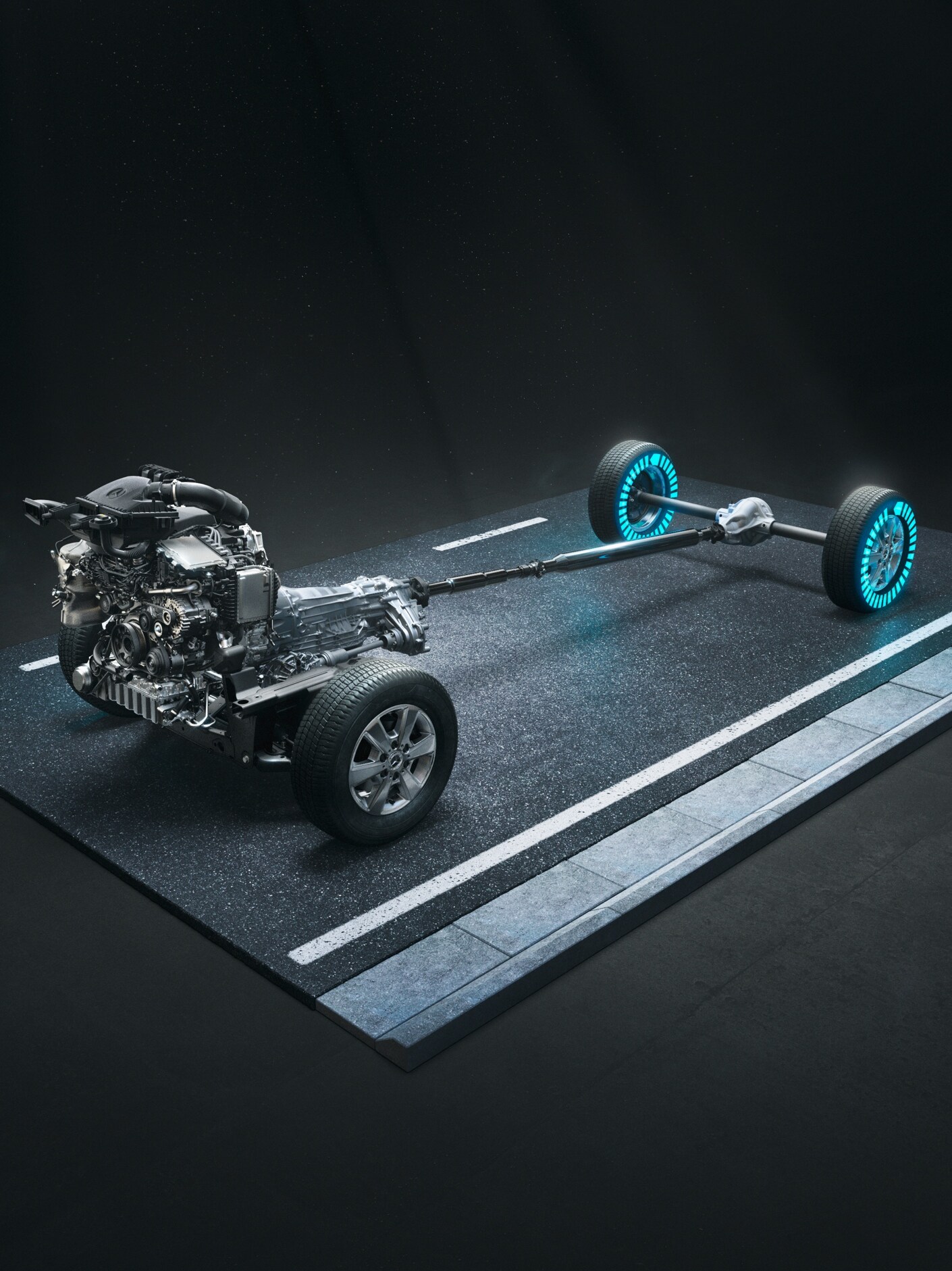 Der 4x4 Allradantrieb mit Torque-on-Demand des Sprinter Pritschenfahrzeugs.