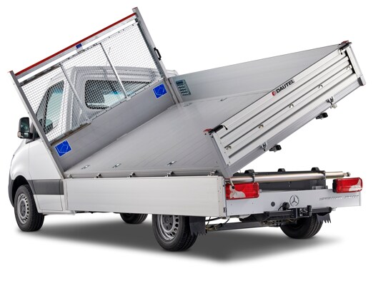 Die Aufbauten von Dautel machen den Sprinter zu einem Kipperfahrzeug, mit dem Sie Ihre Transportaufgaben intelligent, zuverlässig und schnell lösen.