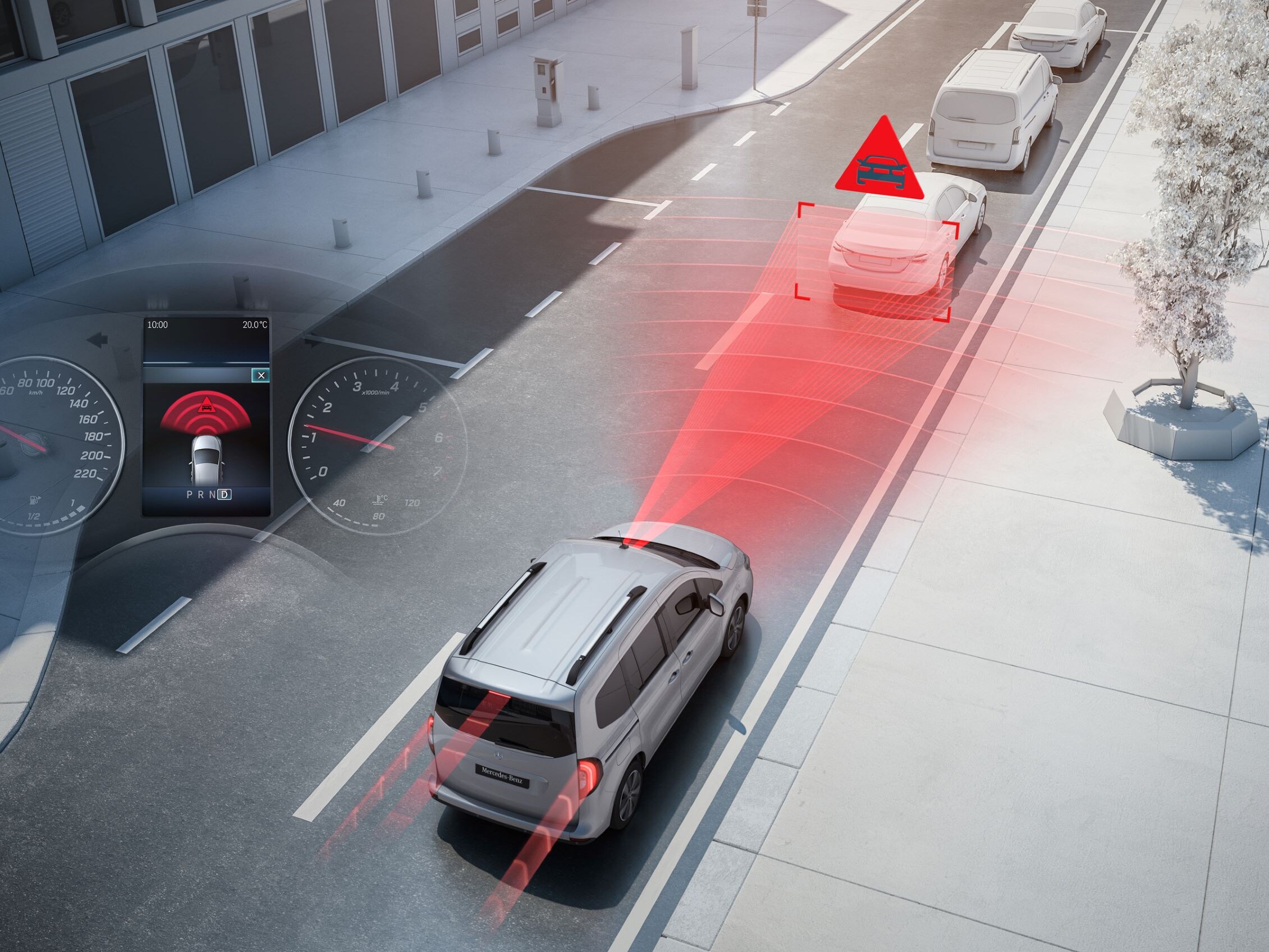 Der Mercedes-Benz Citan mit den Fahrassistenzsystemen.