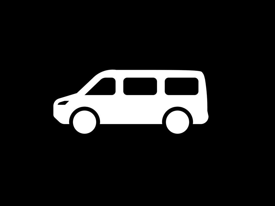 Grafik für Schritt 1, ein grafischer Van in Weiß auf neutralem, schwarzen Grund.