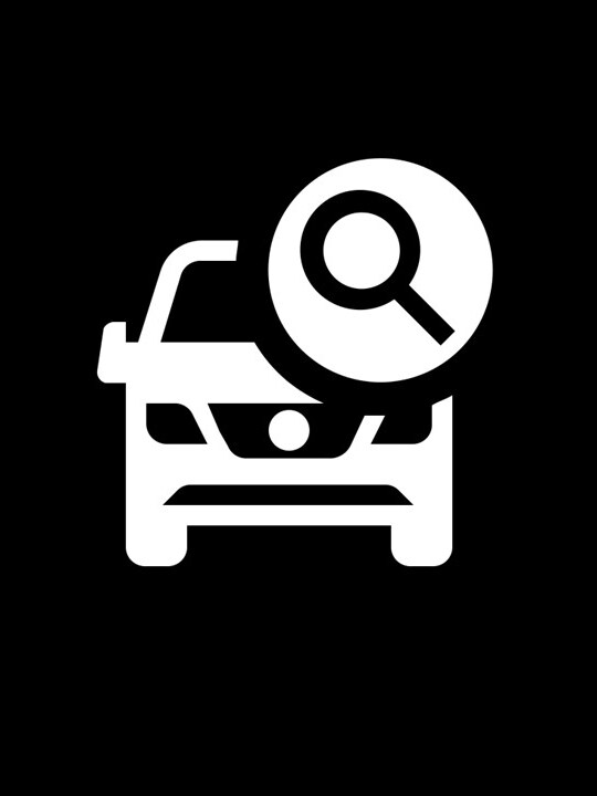 Weißes Icon auf schwarzem Hintergrund. 