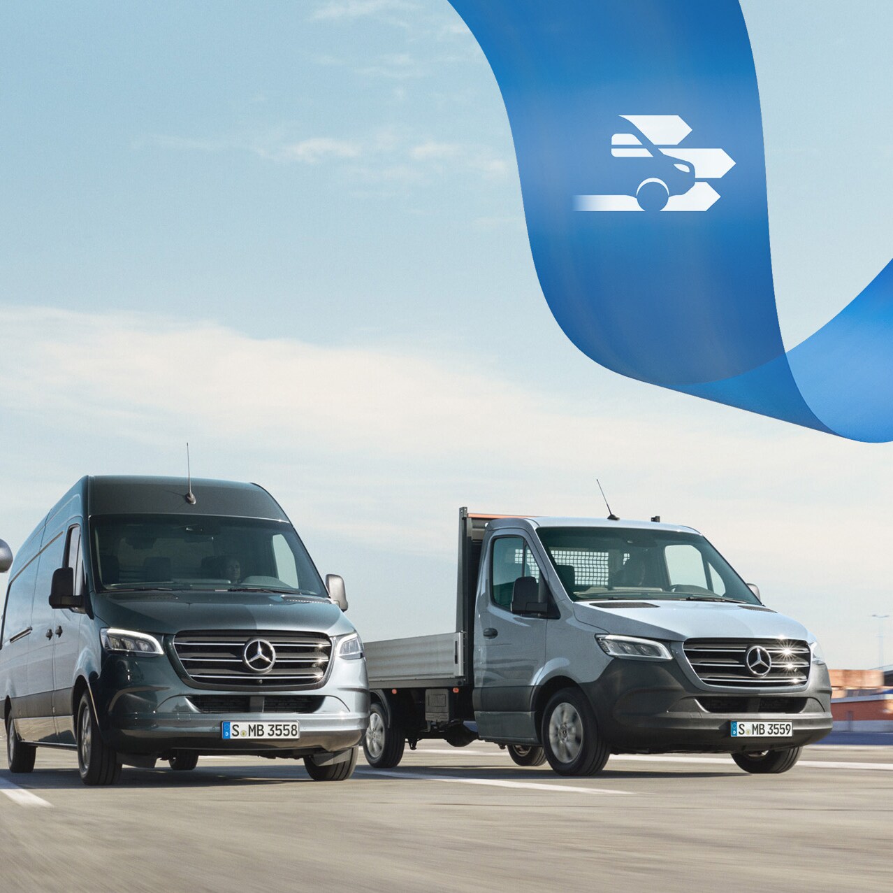 Mercedes-Benz Vans auf der Straße – Teil der MobiloVan Mobilitätslösung mit umfassenden Mobilitätsgarantie-Leistungen.