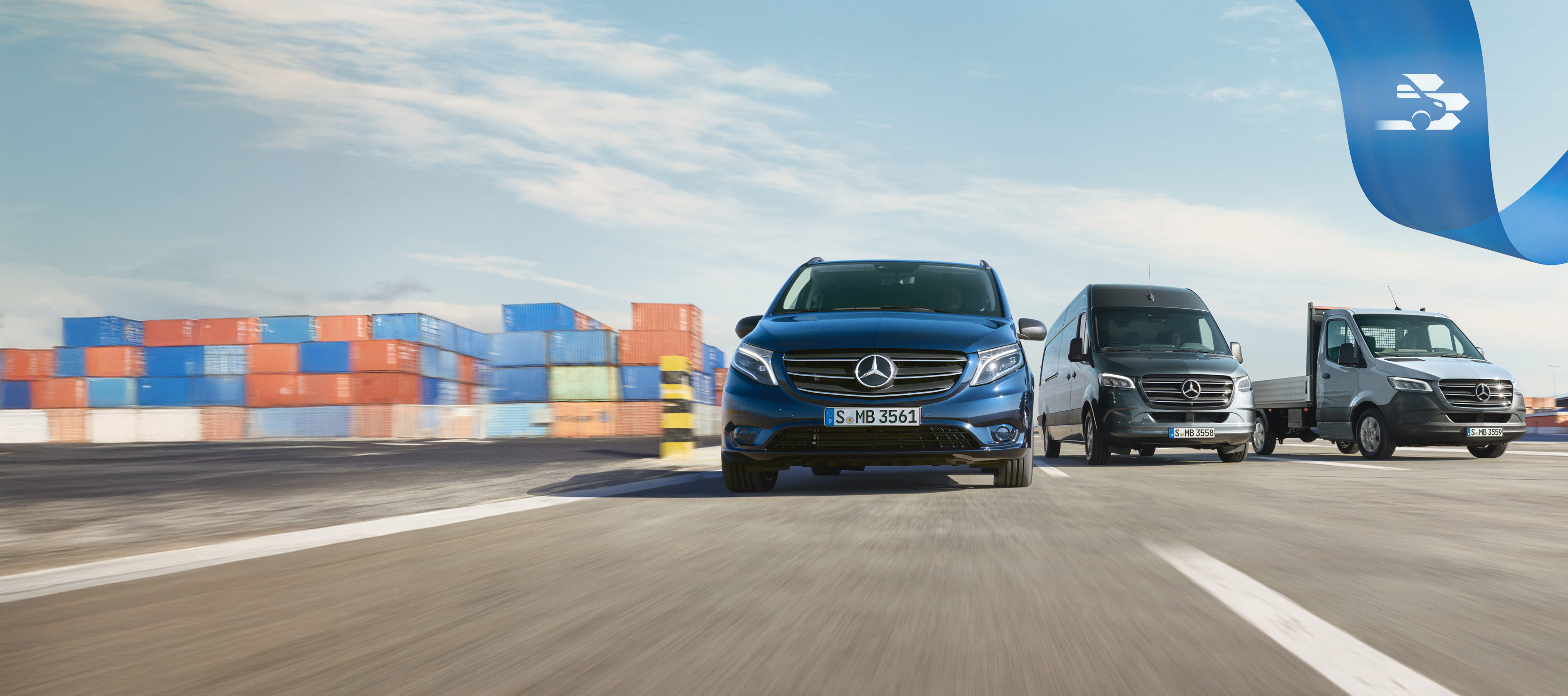 MobiloVan | Mercedes-Benz Transporter. Mercedes-Benz Vans auf der Straße – Teil der MobiloVan Mobilitätslösung mit umfassenden Mobilitätsgarantie-Leistungen.