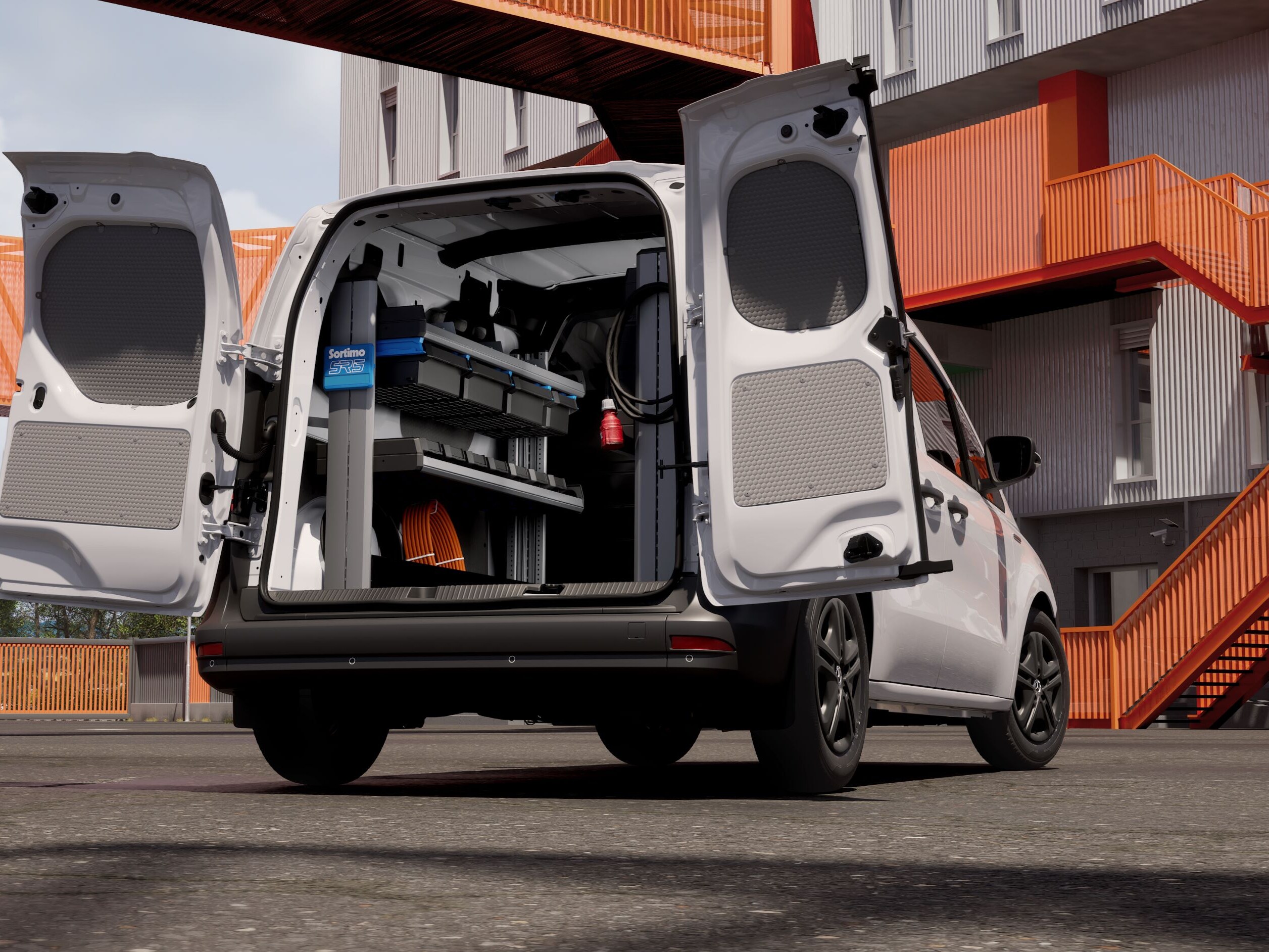 The Citan with van racking equipment by Sortimo.